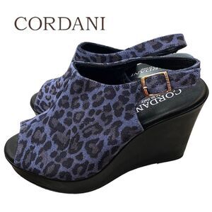 CORDANI Leesa Jaguar Bluette Women's Wedge Peep Toe Sandals NEW 37